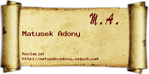 Matusek Adony névjegykártya